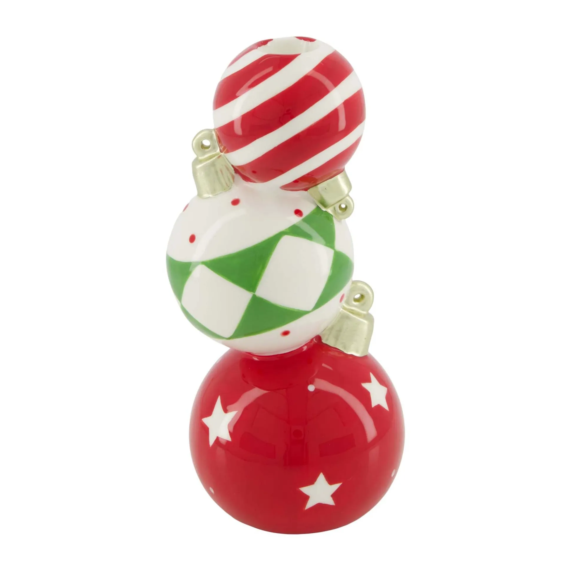 Vaas Kerstbal rood groen 21cm