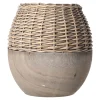 Vaas riet met paulownia grijs 29 x 28 cm