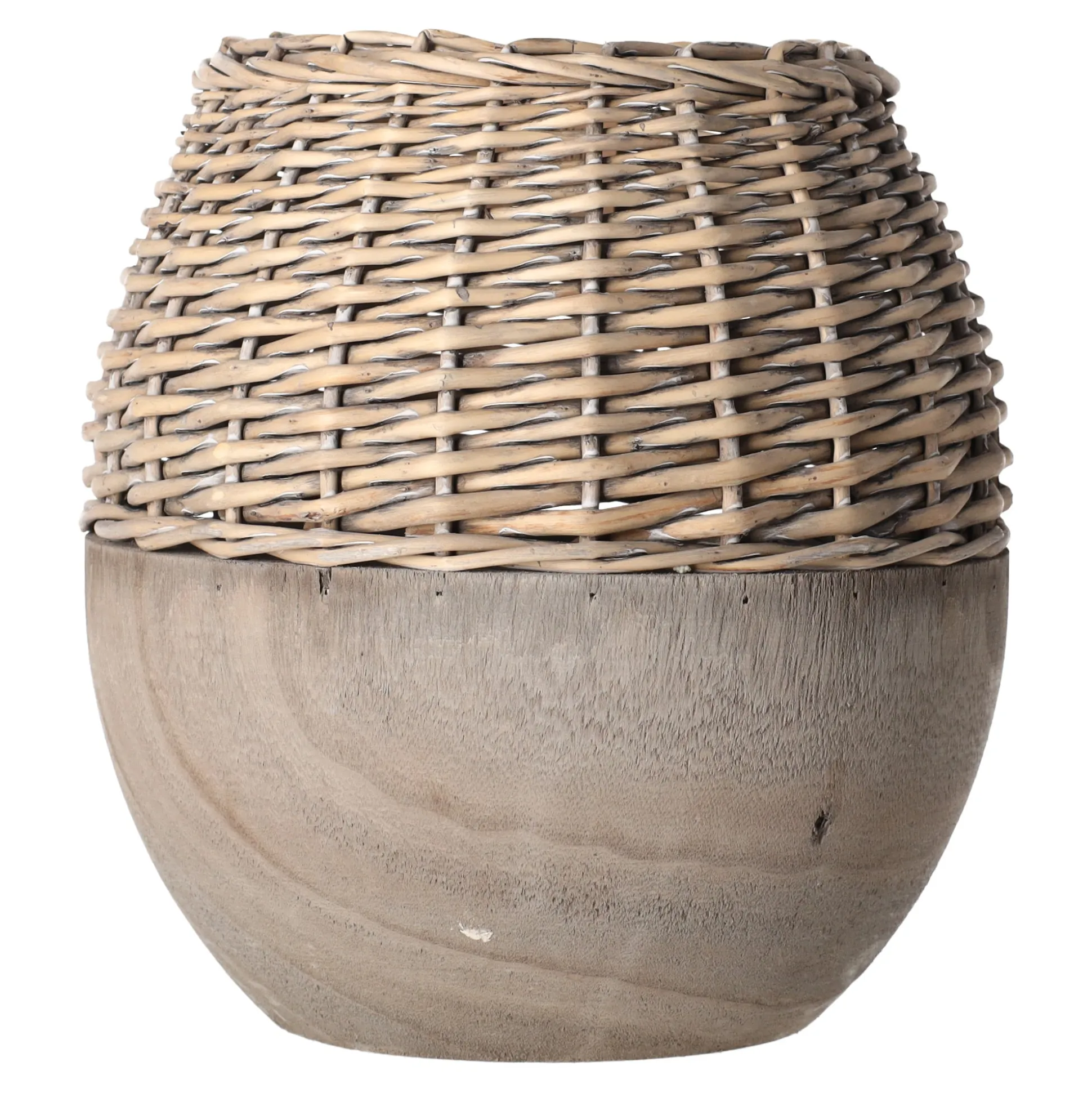 Vaas riet met paulownia grijs 29 x 28 cm