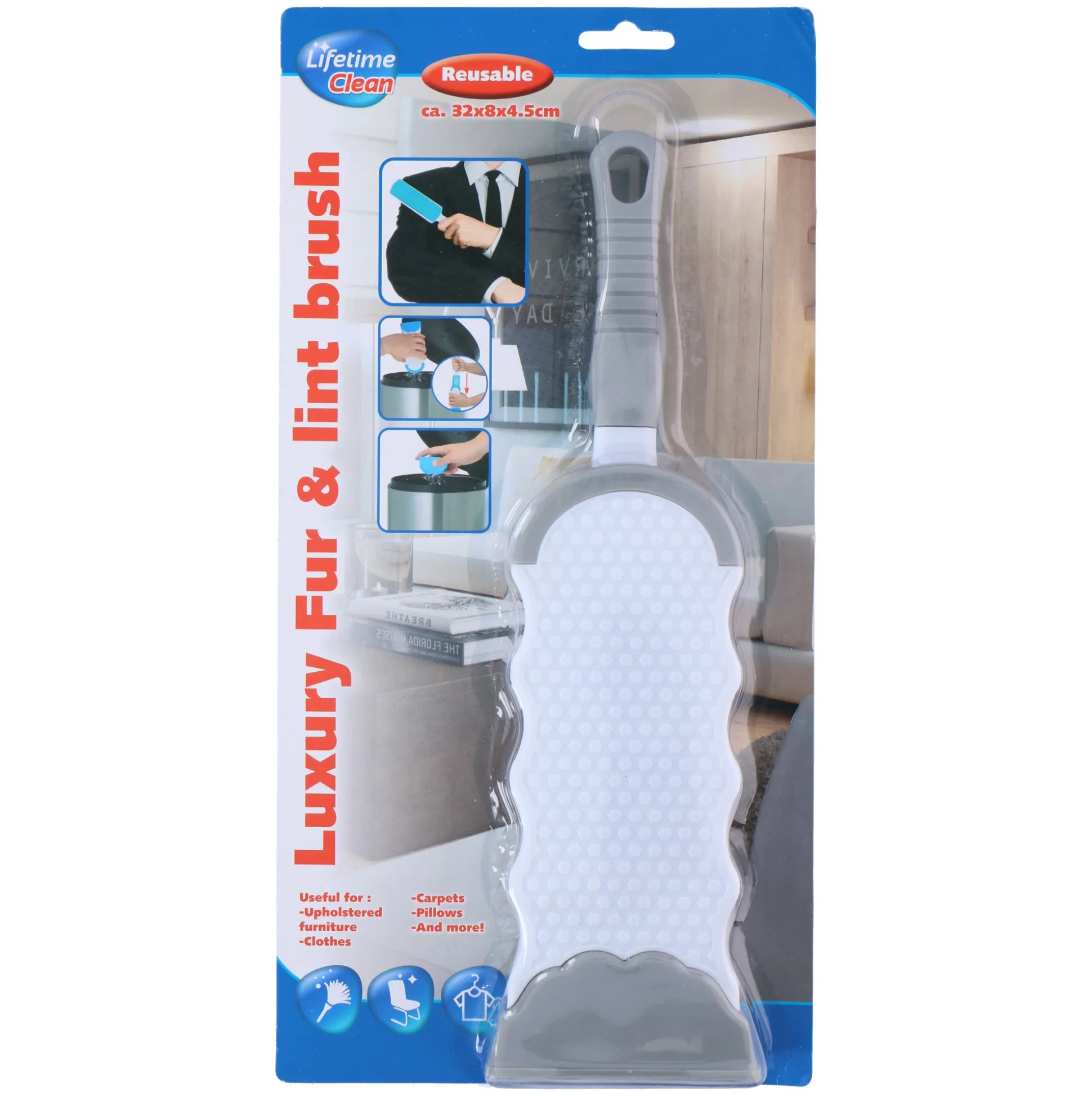 Vacht-pluis borstel 32x9x4.5cm