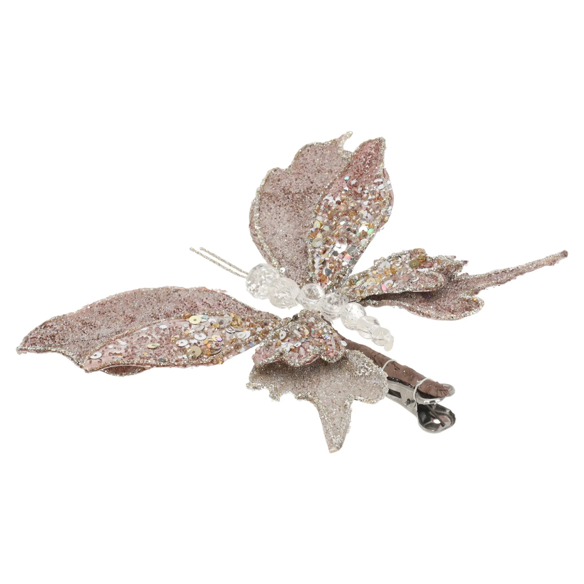 Vlinder 17cm winter lux champagne