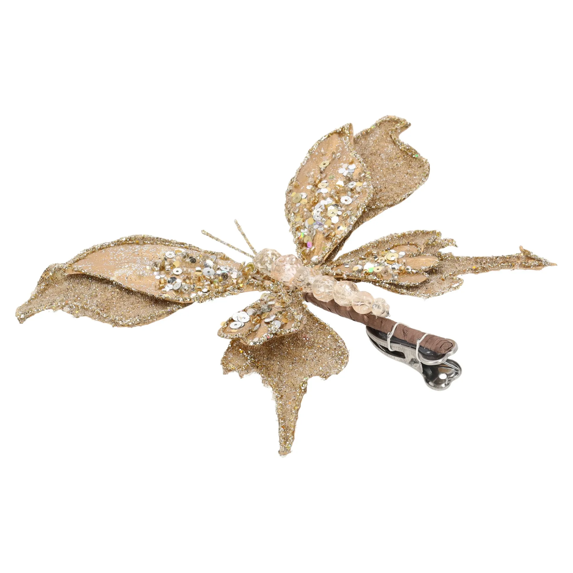Vlinder 17cm winter lux goud