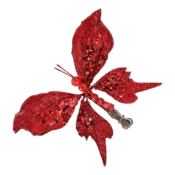 Vlinder 17cm winter lux rood
