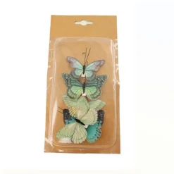 Vlinder op clip groen 7 x 4 cm 5st.