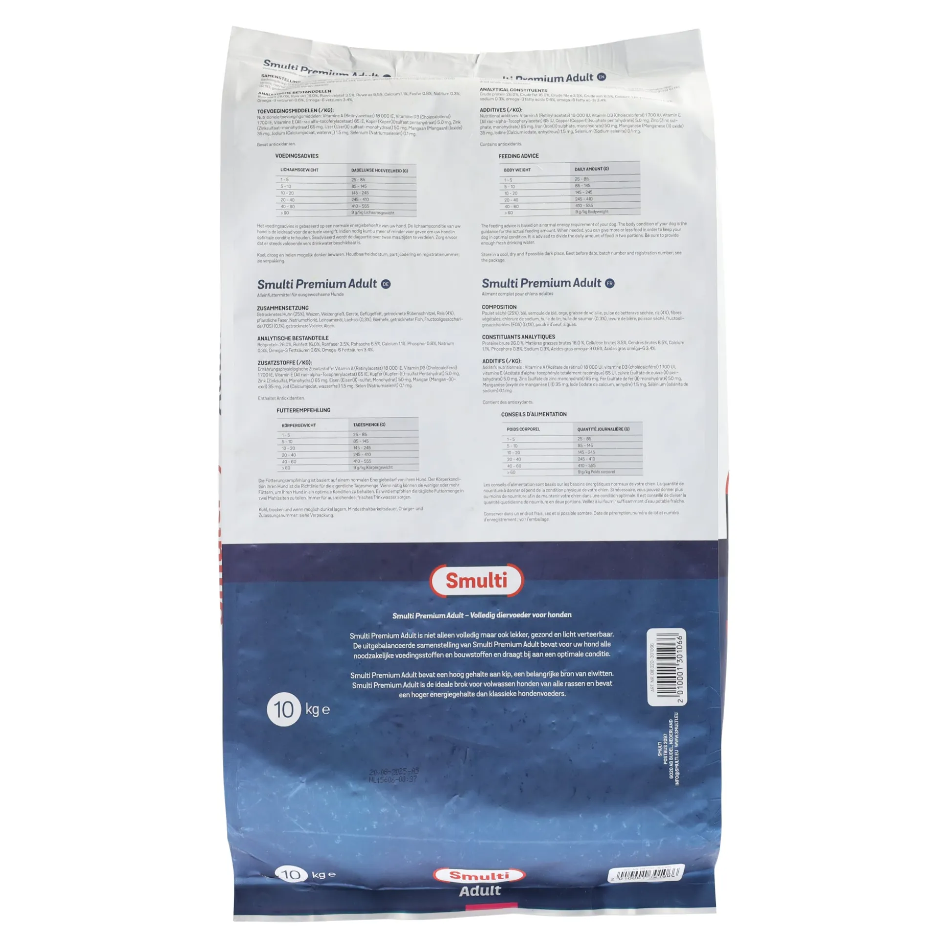 Voer hond Premium adult 10 kg Smulti