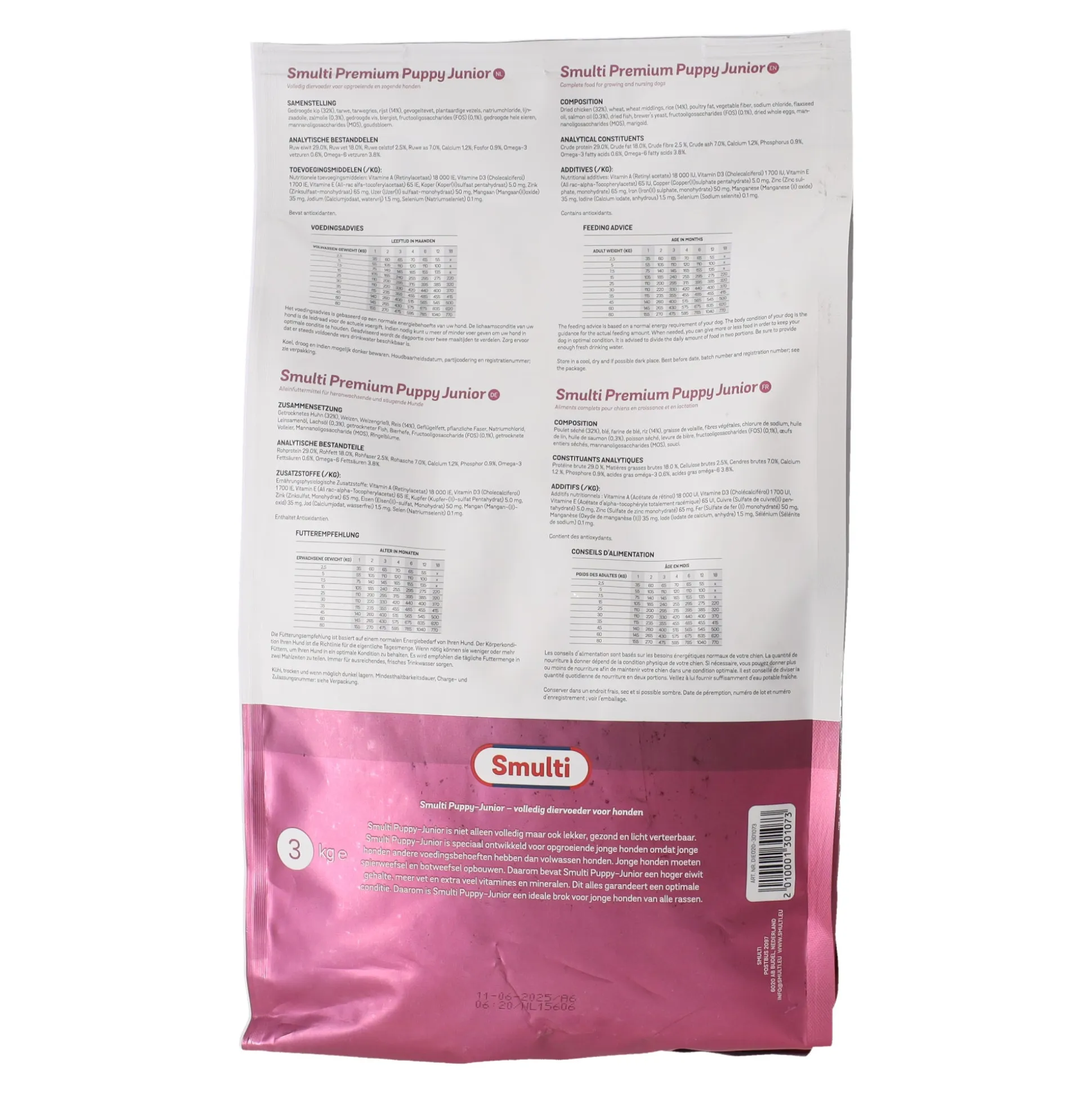 Voer hond Premium Puppy 3kg Smulti