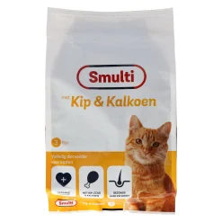 Voer kat adult kip-kalkoen 3 kg Smulti