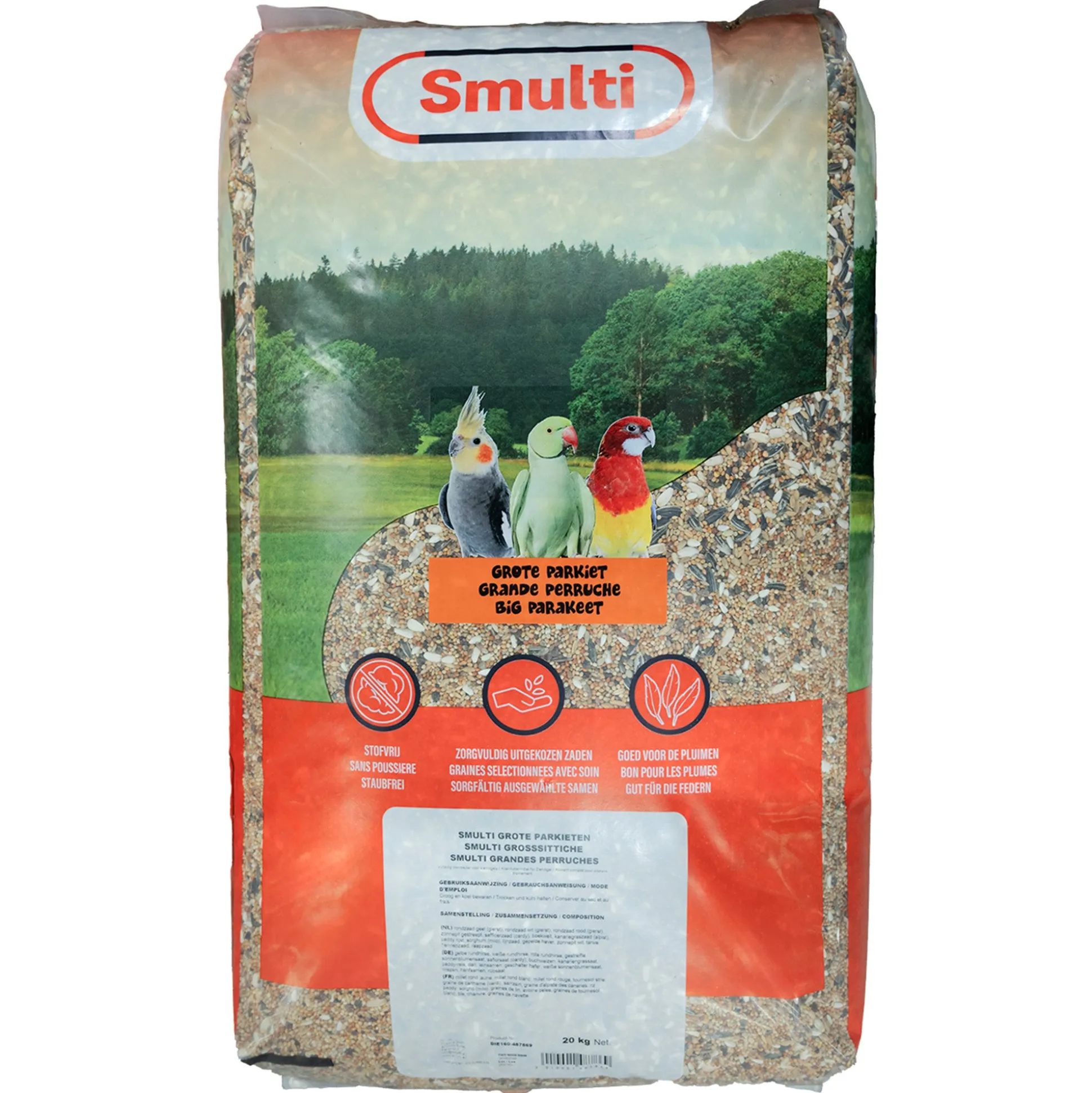 Voer vogel grote parkiet 20kg Smulti