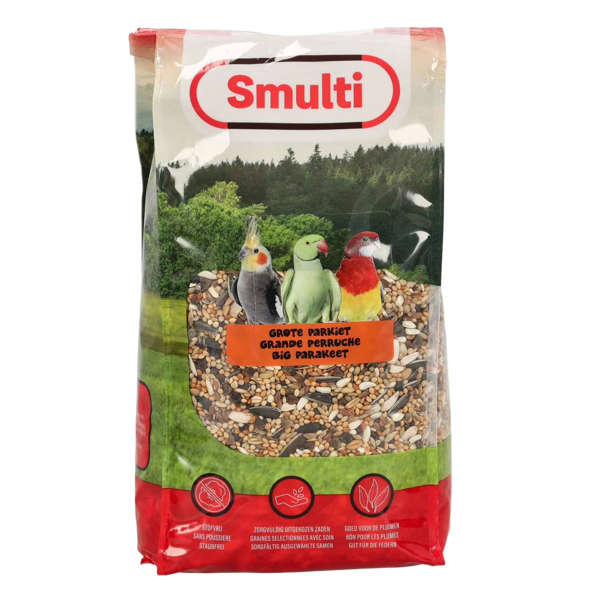 Voer vogel grote parkiet 1kg Smulti
