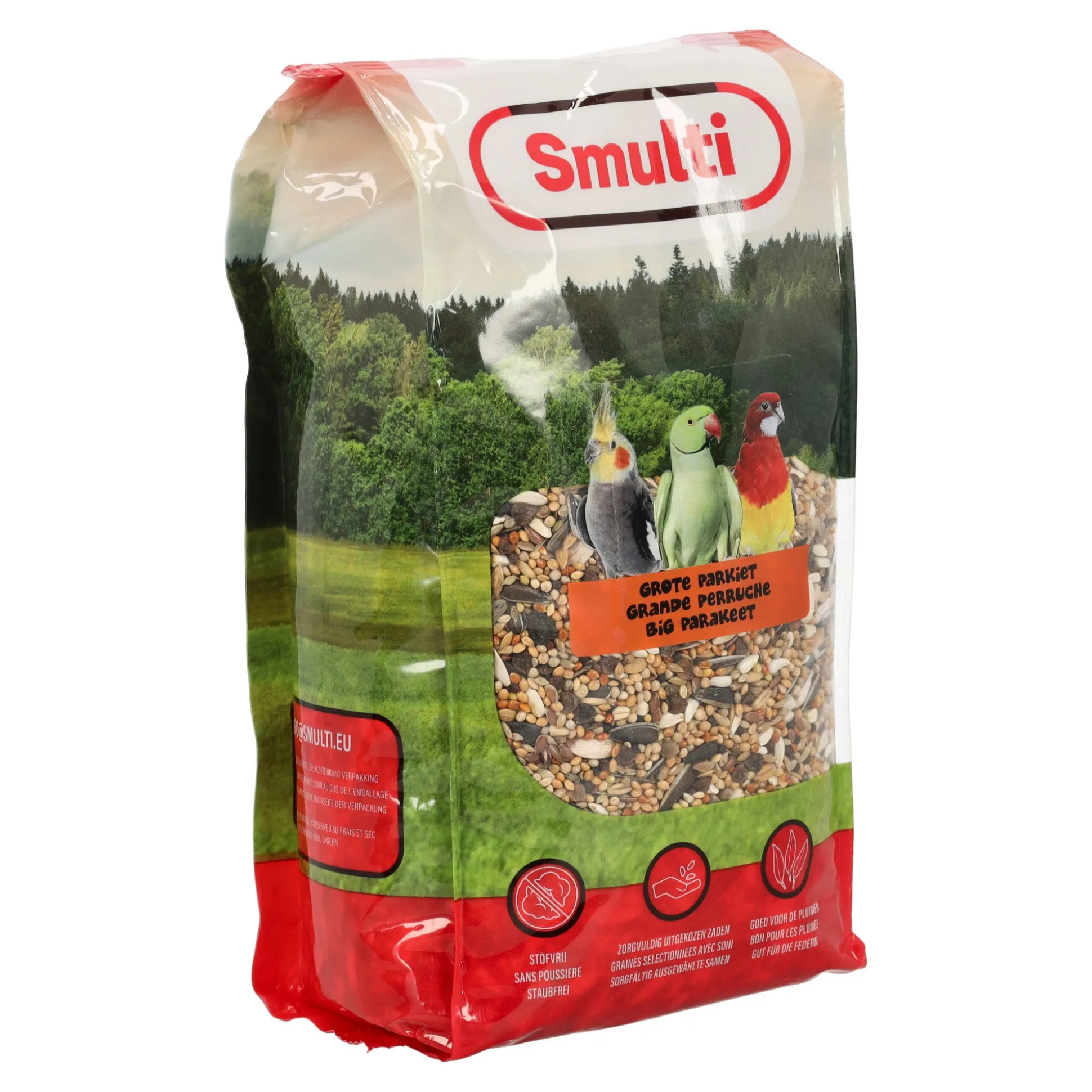 Voer vogel grote parkiet 1kg Smulti