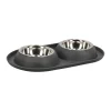 Voerbak duo rond Grafa 2x220ml d.grijs FP