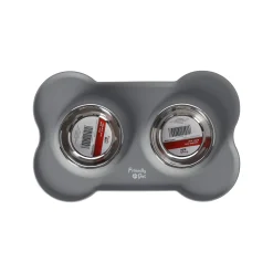 Voerbak duo RVS + mat 2x200ml