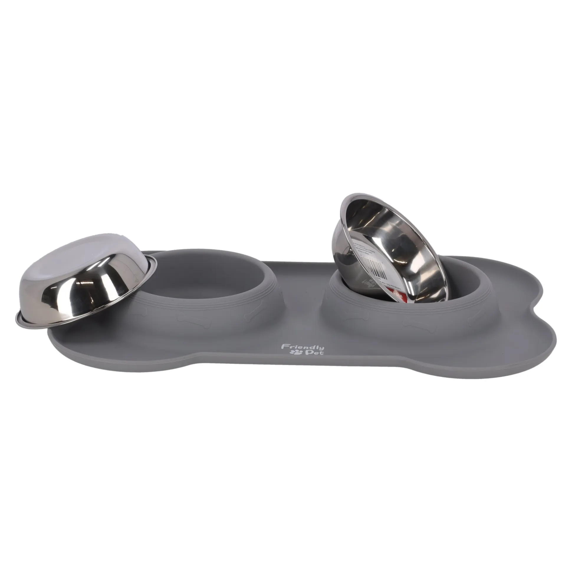 Voerbak duo RVS + mat 2x200ml