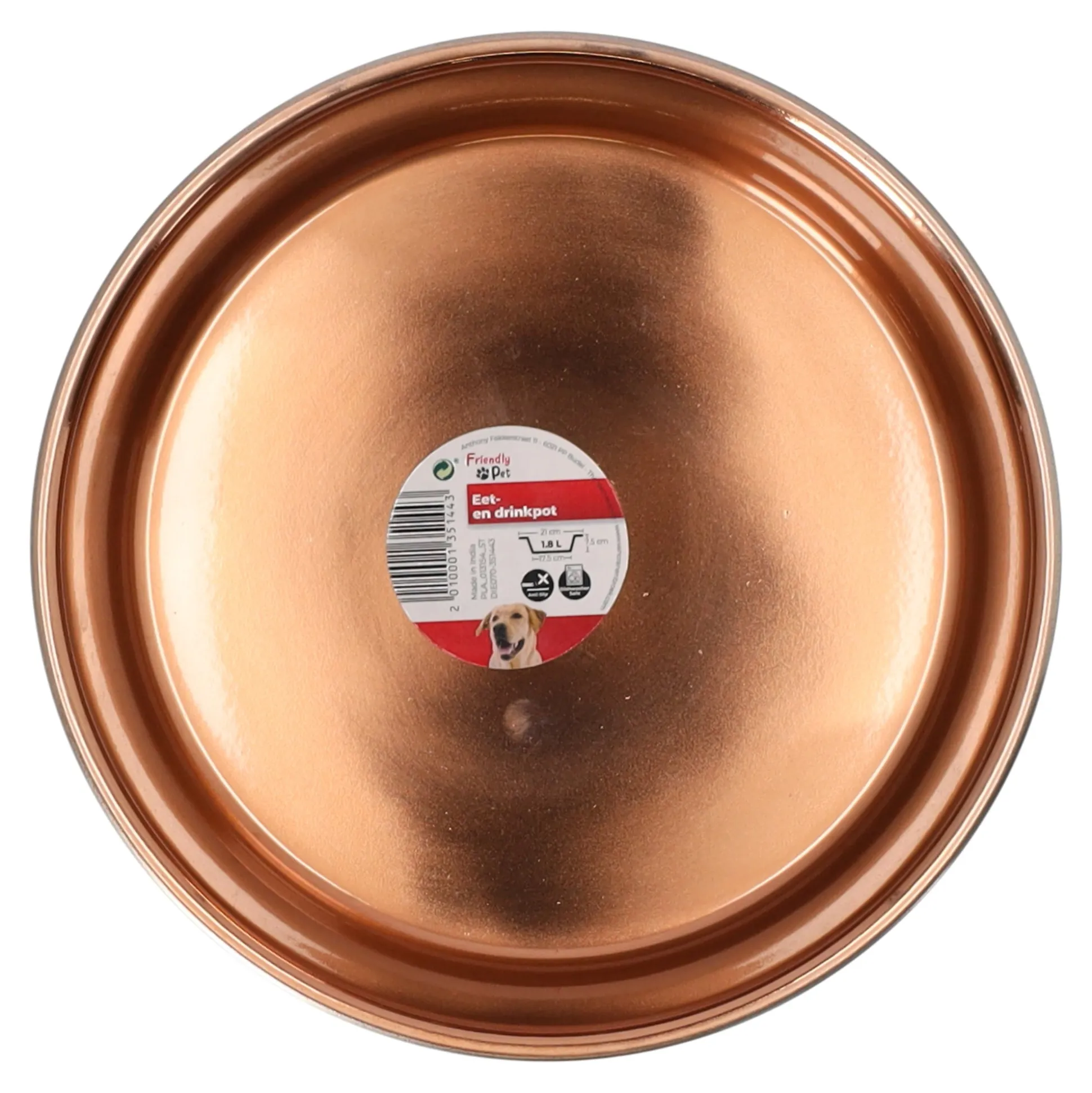 Voerbak Ezra rvs zwart/koper D21cm 1800ml FP