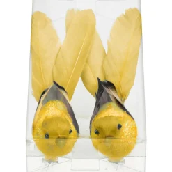 Vogel op clip geel 18 x 4 x 5 cm 2st.