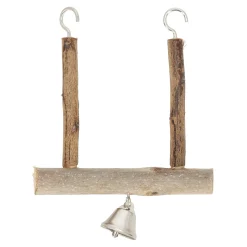 Vogel schommel+bel hout 15cm