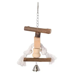 Vogel touw+hout bel 20cm