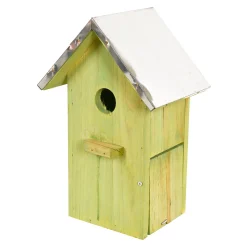 Vogelhuis + zink 18x12x2cm groen