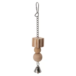 Vogelspeelgoed blok hout + bel