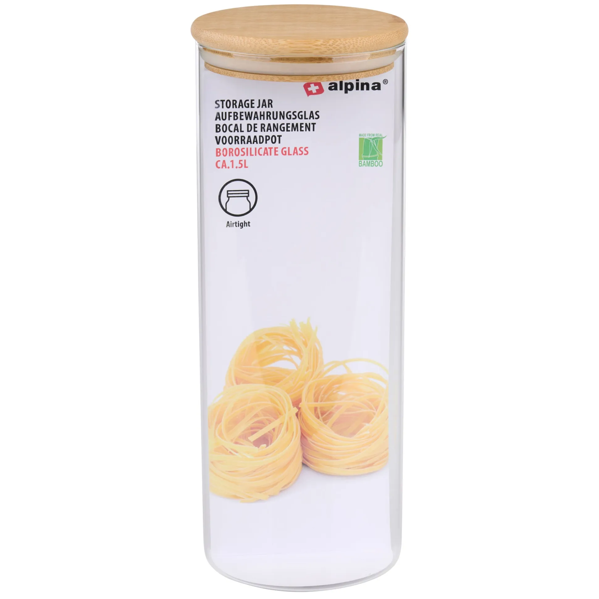 Voorraadpot glas 1,5L Alpina