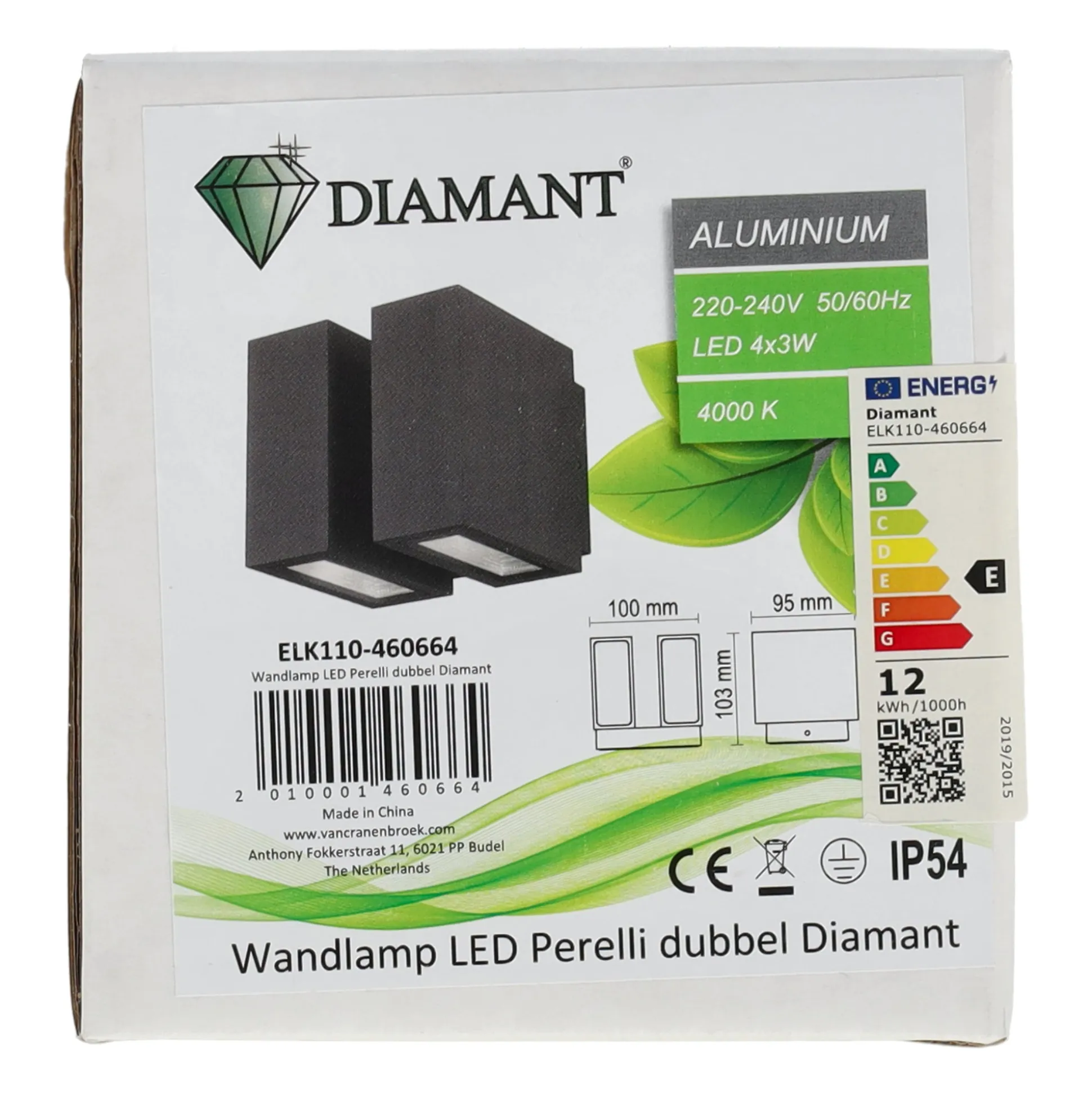 Wandlamp LED Perelli dubbel Diamant