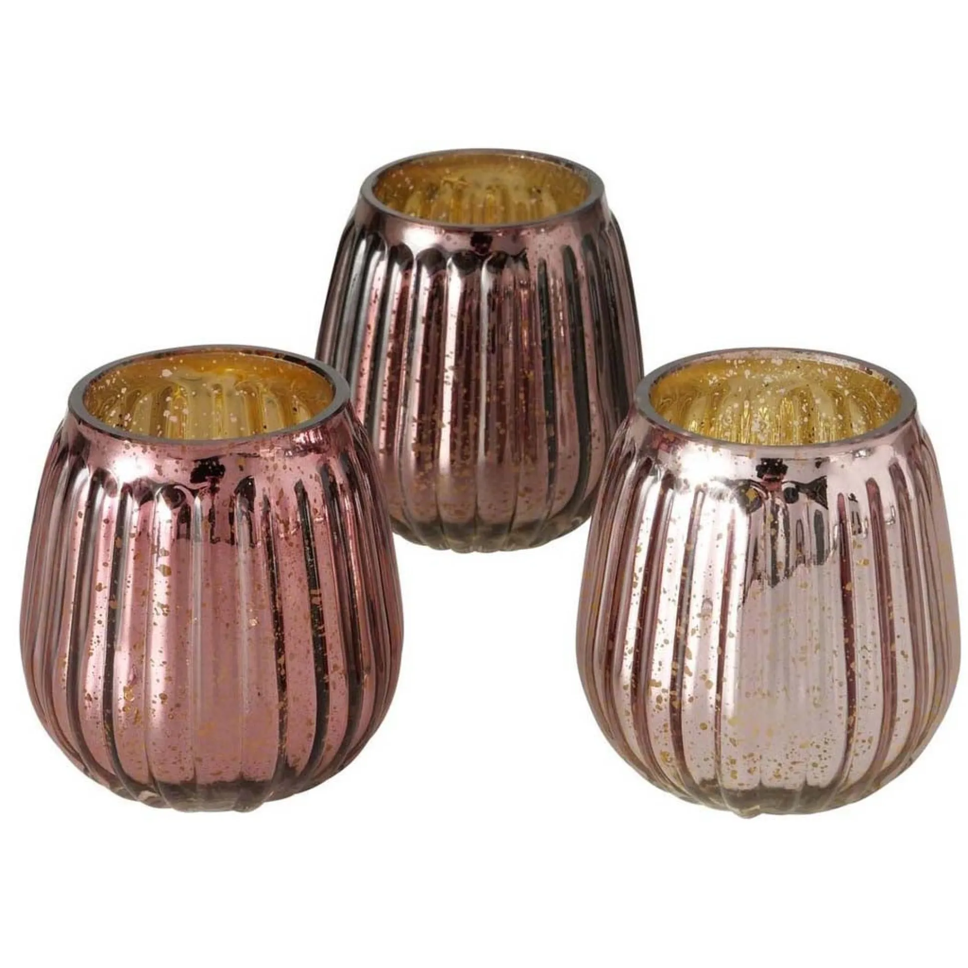 Windlicht Alisa roze 9 cm 3 assorti