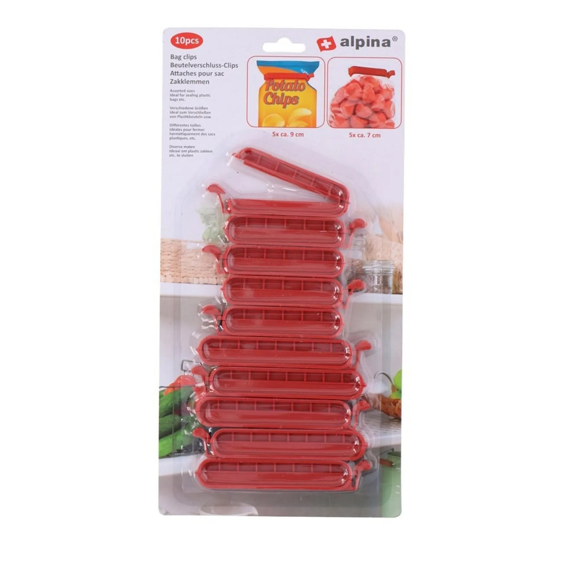 Zak afsluitclip rood 10st Alpina