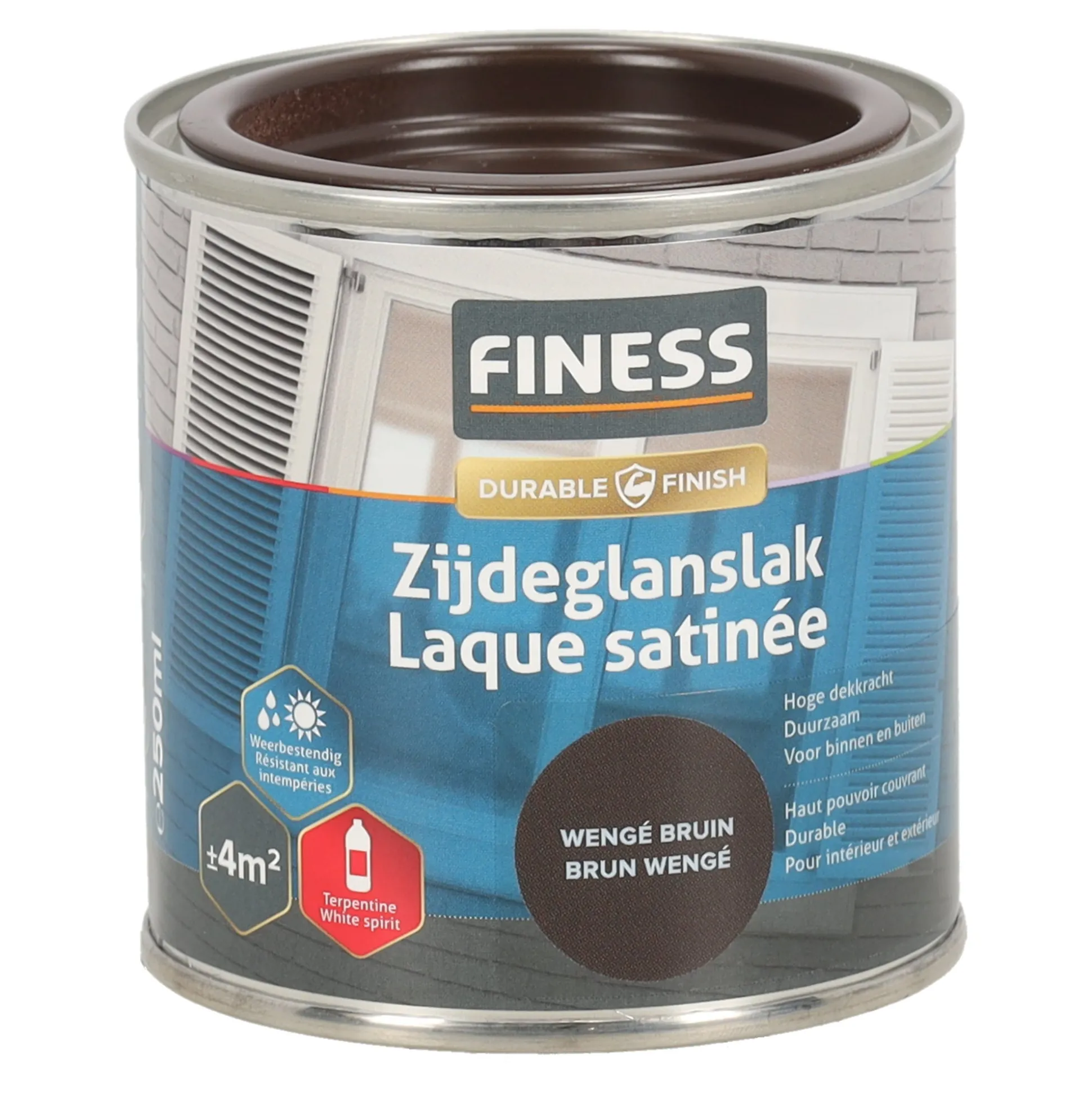 Zijdeglans wengé bruin 1449 250ml Finess