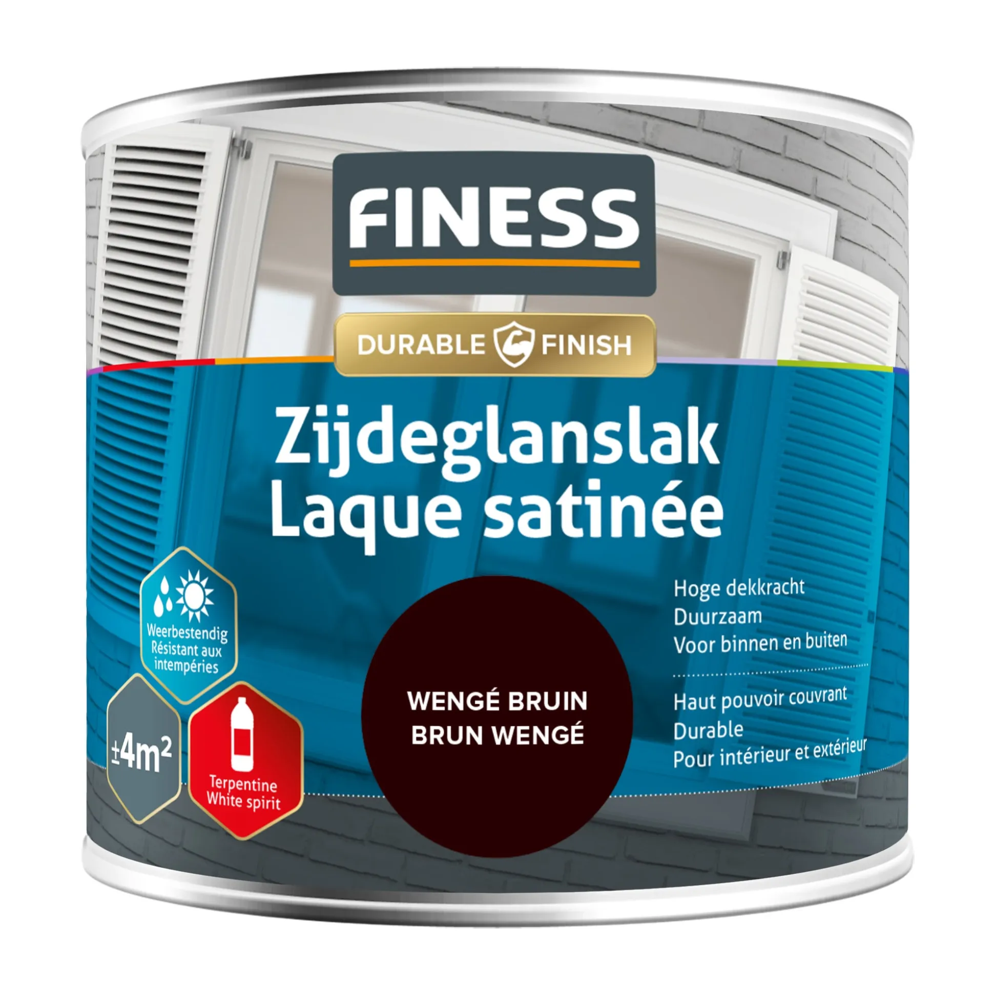 Zijdeglans wengé bruin 1449 250ml Finess
