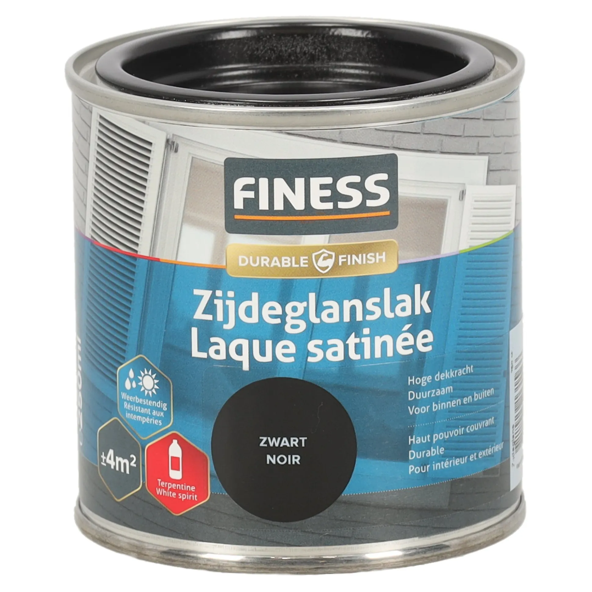 Zijdeglans zwart 1428 250ml Finess