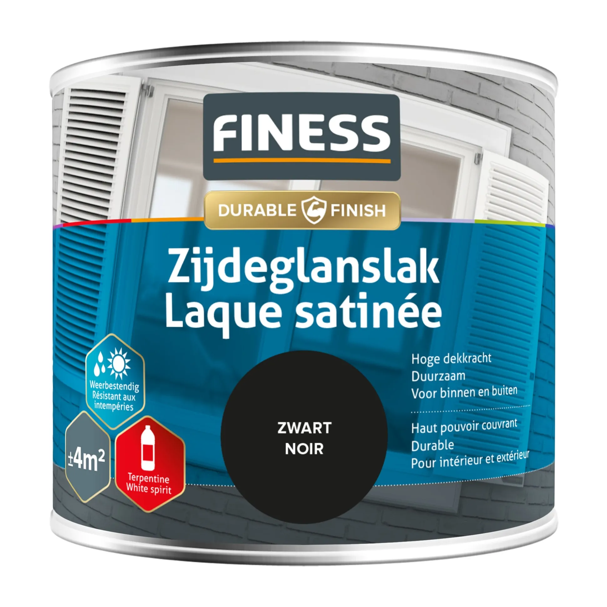 Zijdeglans zwart 1428 250ml Finess